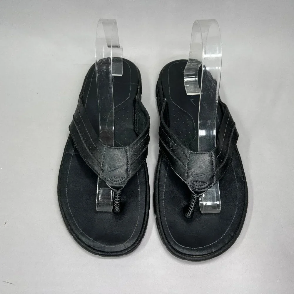 Nike Golf Men's Black Leather Thong Flip Flop Recovery Sandals_3